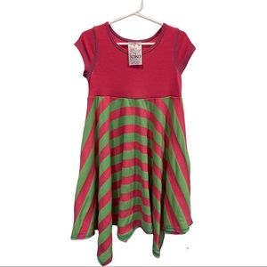 Adorable empire waist dress handkerchief skirt pink green 6